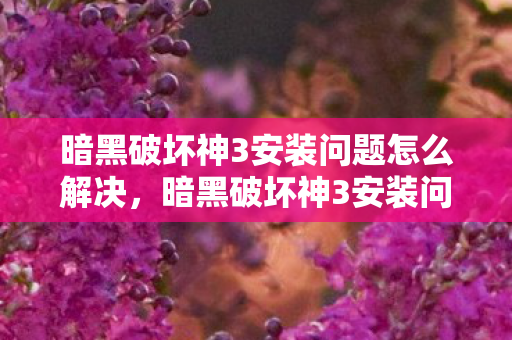 暗黑破坏神3安装问题怎么解决，暗黑破坏神3安装问题详解
