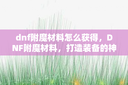 dnf附魔材料怎么获得，DNF附魔材料，打造装备的神器