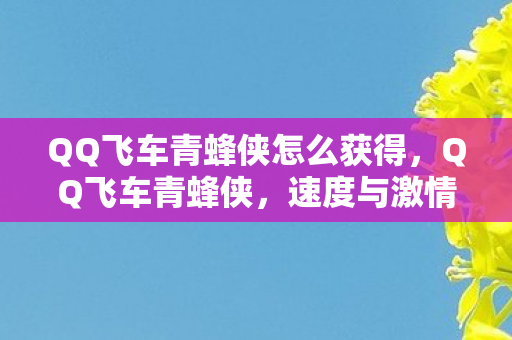 QQ飞车青蜂侠怎么获得，QQ飞车青蜂侠，速度与激情的完美结合