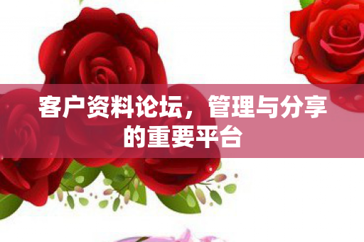 客户资料论坛,管理与分享的重要平台 客户资料论坛,管理与分享的重要平台