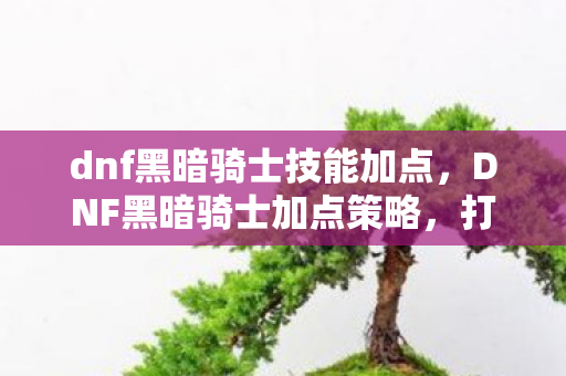 dnf黑暗骑士技能加点，DNF黑暗骑士加点策略，打造高效战斗力的关键