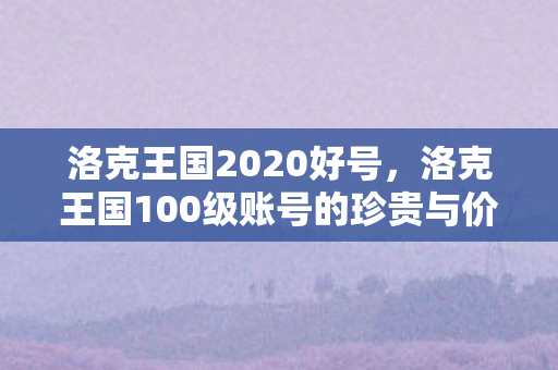 洛克王国2020好号，洛克王国100级账号的珍贵与价值