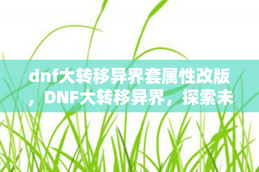 dnf大转移异界套属性改版，DNF大转移异界，探索未知世界的奇幻之旅