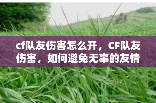 cf队友伤害怎么开，CF队友伤害，如何避免无辜的友情火力？