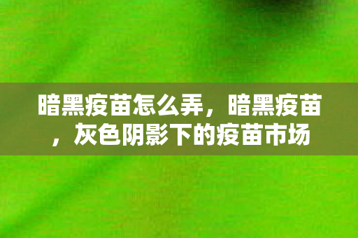 暗黑疫苗怎么弄，暗黑疫苗，灰色阴影下的疫苗市场