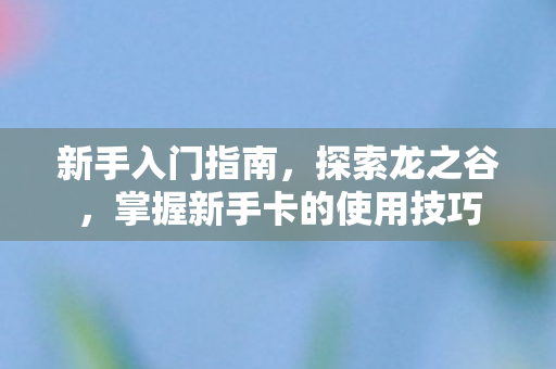 新手入门指南，探索龙之谷，掌握新手卡的使用技巧