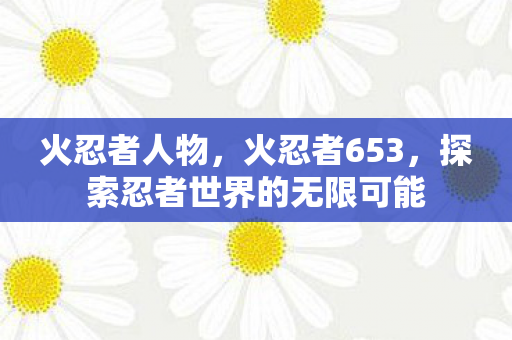 火忍者人物，火忍者653，探索忍者世界的无限可能