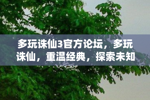 多玩诛仙3官方论坛，多玩诛仙，重温经典，探索未知