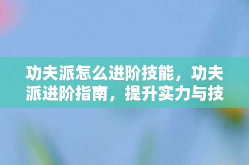 功夫派怎么进阶技能，功夫派进阶指南，提升实力与技巧的全面解析