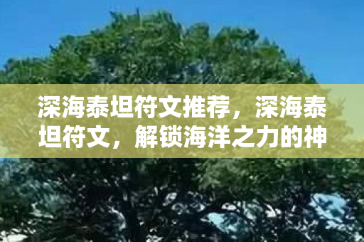 深海泰坦符文推荐，深海泰坦符文，解锁海洋之力的神秘符文