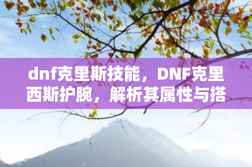 dnf克里斯技能，DNF克里西斯护腕，解析其属性与搭配技巧