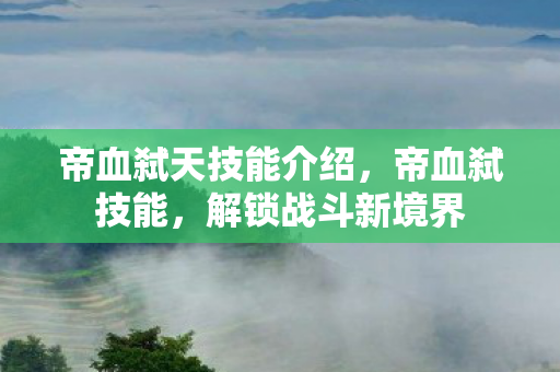 帝血弑天技能介绍，帝血弑技能，解锁战斗新境界