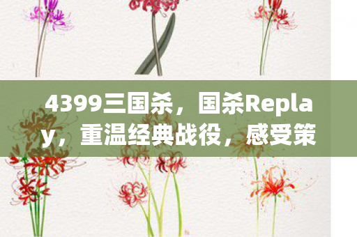4399三国杀,国杀Replay,重温经典战役,感受策略与智慧的碰撞 4399三国杀,国杀Replay,重温经典战役,感受策略与智慧的碰撞