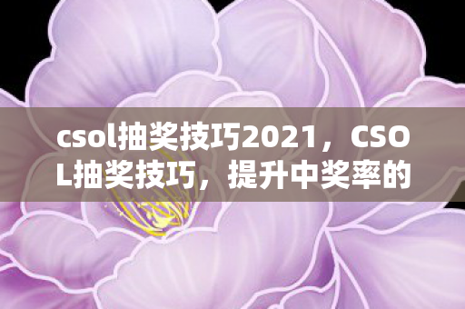 csol抽奖技巧2021，CSOL抽奖技巧，提升中奖率的实用策略