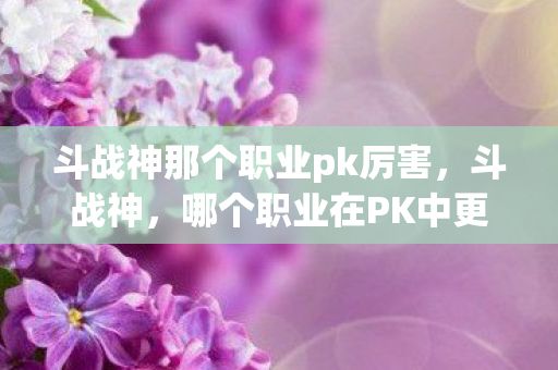 斗战神那个职业pk厉害，斗战神，哪个职业在PK中更占优势？