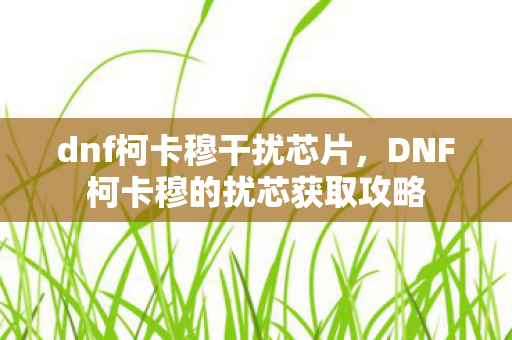 dnf柯卡穆干扰芯片，DNF柯卡穆的扰芯获取攻略