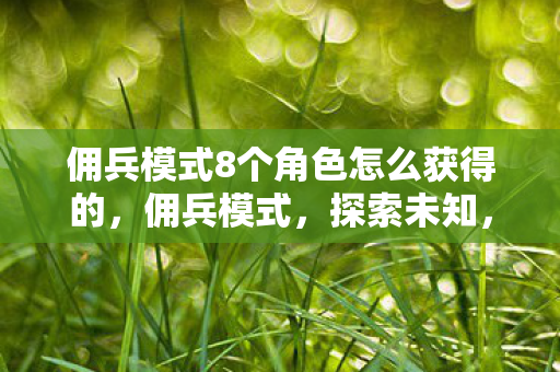 佣兵模式8个角色怎么获得的，佣兵模式，探索未知，挑战极限