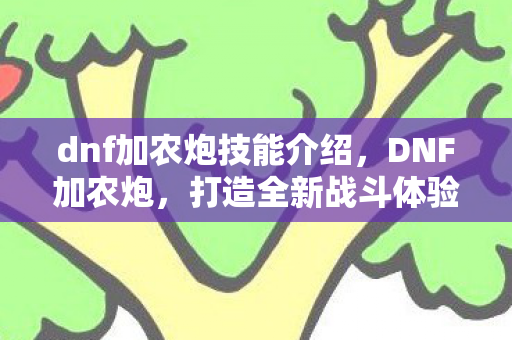 dnf加农炮技能介绍，DNF加农炮，打造全新战斗体验