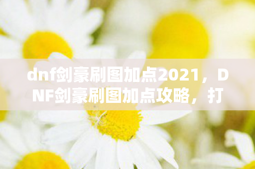 dnf剑豪刷图加点2021，DNF剑豪刷图加点攻略，打造高效战斗体验