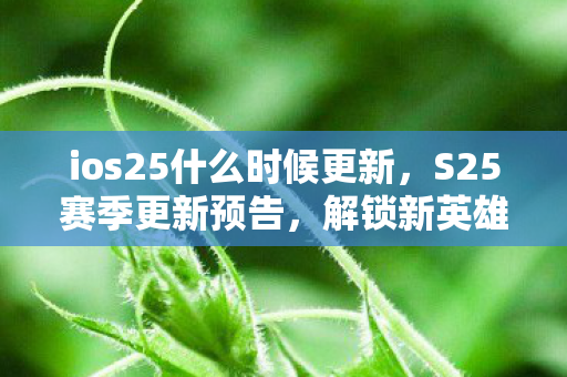 ios25什么时候更新，S25赛季更新预告，解锁新英雄与皮肤，体验全新战斗模式
