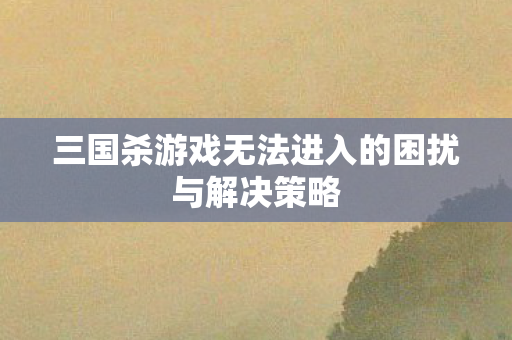 三国杀游戏无法进入的困扰与解决策略