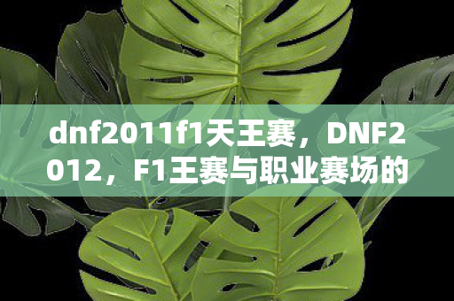 dnf2011f1天王赛，DNF2012，F1王赛与职业赛场的辉煌时刻