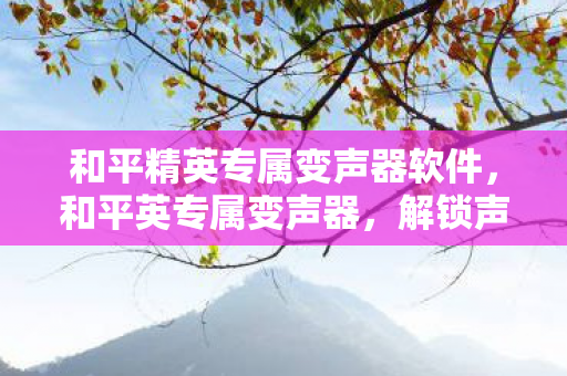 和平精英专属变声器软件，和平英专属变声器，解锁声音魅力的秘密武器