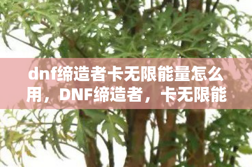 dnf缔造者卡无限能量怎么用，DNF缔造者，卡无限能量的奥秘