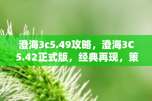澄海3c5.49攻略，澄海3C 5.42正式版，经典再现，策略与激情的碰撞