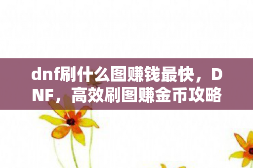 dnf刷什么图赚钱最快，DNF，高效刷图赚金币攻略