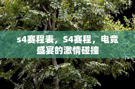 s4赛程表，S4赛程，电竞盛宴的激情碰撞