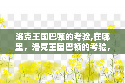 洛克王国巴顿的考验,在哪里，洛克王国巴顿的考验，一场智慧与勇气的冒险
