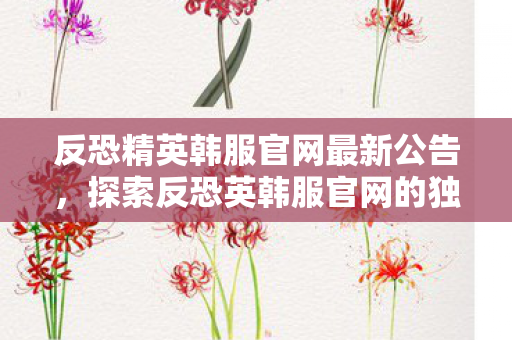 反恐精英韩服官网最新公告，探索反恐英韩服官网的独特魅力