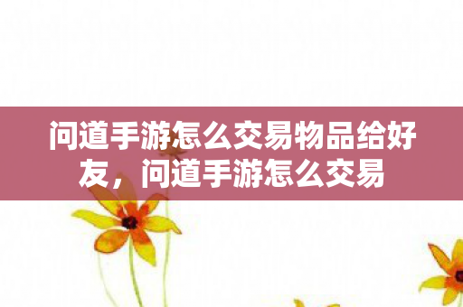 问道手游怎么交易物品给好友，问道手游怎么交易