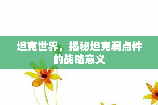 坦克世界，揭秘坦克弱点件的战略意义
