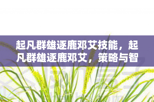 起凡群雄逐鹿邓艾技能，起凡群雄逐鹿邓艾，策略与智慧的碰撞