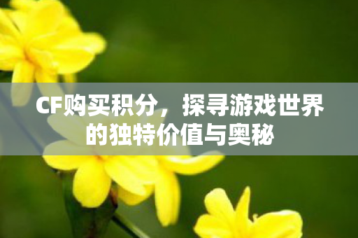 CF购买积分，探寻游戏世界的独特价值与奥秘