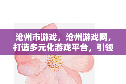 沧州市游戏，沧州游戏网，打造多元化游戏平台，引领玩家新体验
