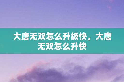大唐无双怎么升级快，大唐无双怎么升快