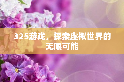 325游戏，探索虚拟世界的无限可能
