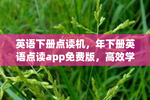 英语下册点读机，年下册英语点读app免费版，高效学习英语的利器
