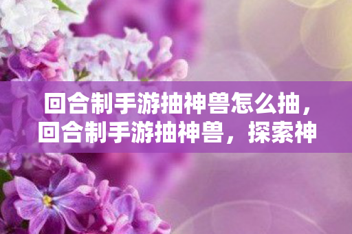 回合制手游抽神兽怎么抽，回合制手游抽神兽，探索神秘世界的奇妙之旅