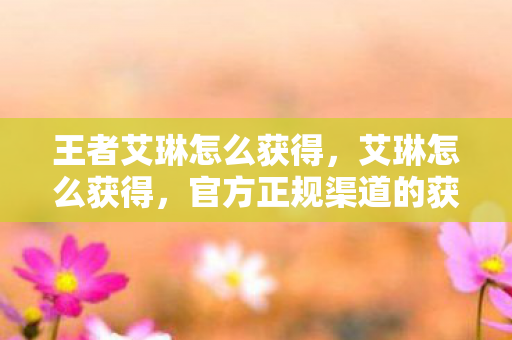 王者艾琳怎么获得，艾琳怎么获得，官方正规渠道的获取指南