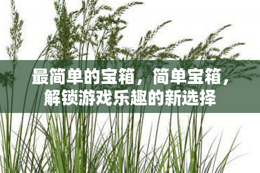 最简单的宝箱，简单宝箱，解锁游戏乐趣的新选择