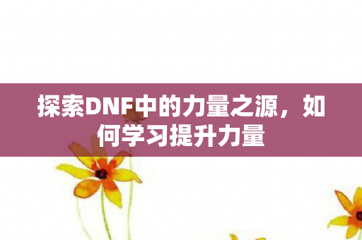 探索DNF中的力量之源，如何学习提升力量