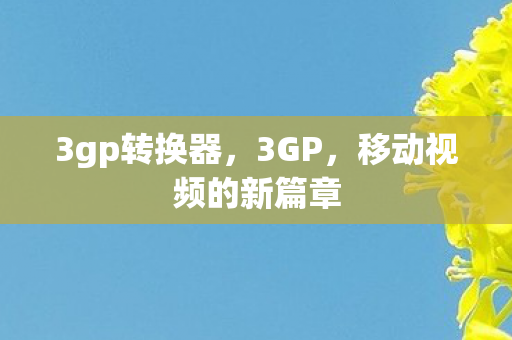 3gp转换器，3GP，移动视频的新篇章