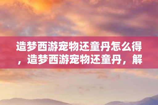 造梦西游宠物还童丹怎么得，造梦西游宠物还童丹，解锁宠物新生命的神秘钥匙