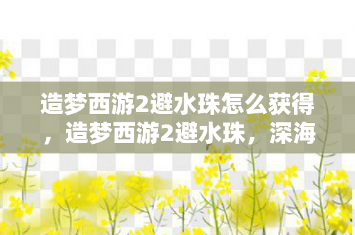 造梦西游2避水珠怎么获得，造梦西游2避水珠，深海探秘的神奇宝物
