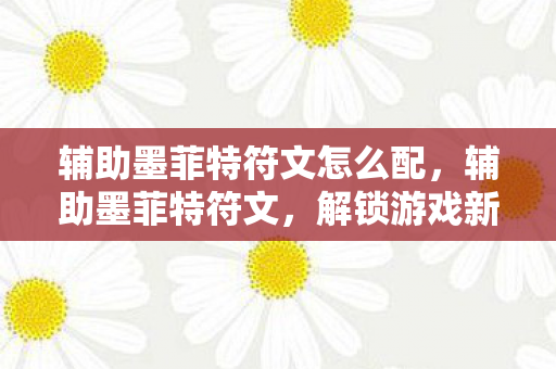 辅助墨菲特符文怎么配，辅助墨菲特符文，解锁游戏新境界的秘钥