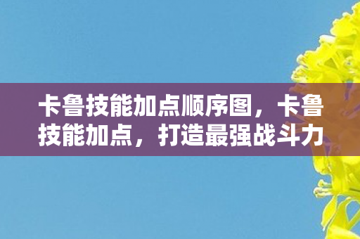 卡鲁技能加点顺序图，卡鲁技能加点，打造最强战斗力的策略指南